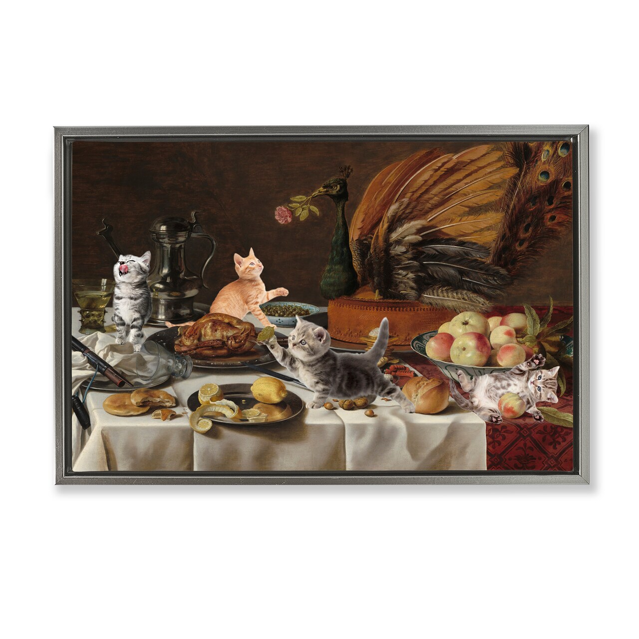 Stupell Industries Kittens on Still Life Feast Floating Frame, design by Masters Redux